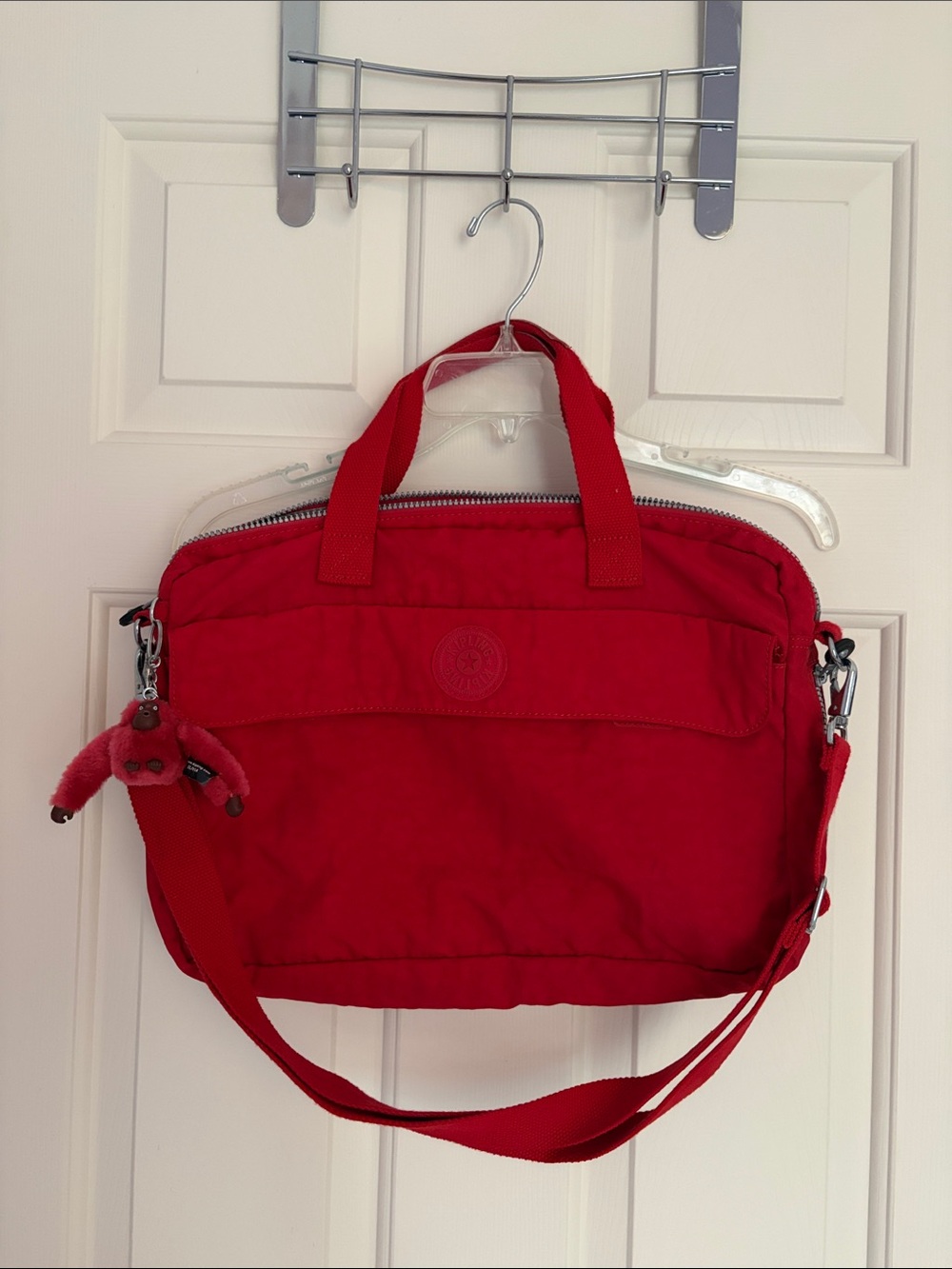 Kipling Red Laptop Bag with Detachable Strap